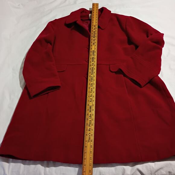 Wool Coat 3X Women's Red Worthington Fully Lined Kick-Pleat Plus Size Inclusive - Picture 8 of 11